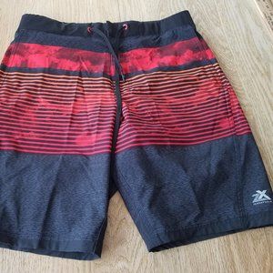 Zeroxposur Black Gray Orange Red Swim Trunks Size Small (Actual 32x9) Drawstring
